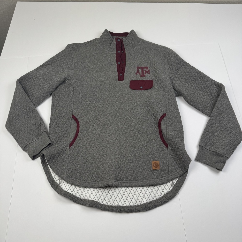Texas A&M Aggies Quilted Pullover Sweater XL Gray Maroon Three Square NCAA